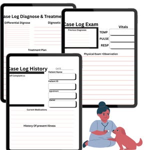 Digital Vet Med Case Log Template | Instant PDF Veterinary Patient Case Notes | Printable Tools for Veterinary Students and Veterinarians