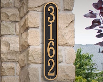 Vertical House Number sign - Personalized Metal Cast Aluminum Sign with Your Street Address. House Number