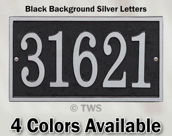 Personalized Rectangle Metal House Number Plaque With Up To Five Four Inch Numbers