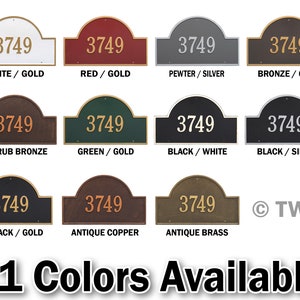 Personalized Arched Aluminum Estate Wall Plaque - Single Line - Large Personalized Metal Cast Sign with Your House Number Address