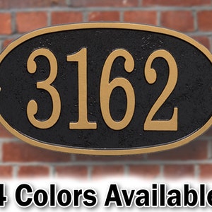 Oval Metal House Number Plaque With Hardware - Sign Personalized With Your House Number