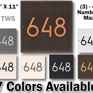 Square Modern Personalized House Numbers Plaque - Cast Aluminum Solid Metal  - Display Your Home Number - Street Address