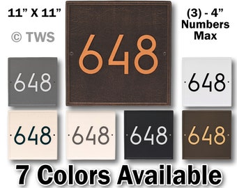 Square Modern Personalized House Numbers Plaque - Cast Aluminum Solid Metal  - Display Your Home Number - Street Address