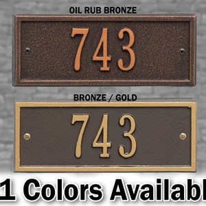Rectangle House Number sign - Personalized Metal Cast Aluminum Sign with Your Street Address. House Number