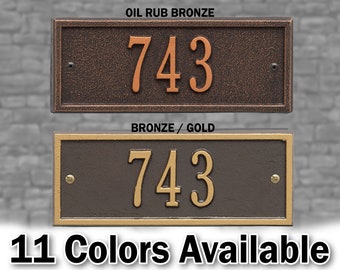 Rectangle House Number sign - Personalized Metal Cast Aluminum Sign with Your Street Address. House Number
