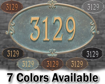 Oval Standard Monte Carlo Style House Address Plaque - Personalized Cast Arch Plaque - 1 Line - Custom House Number Sign - Aluminum Cast