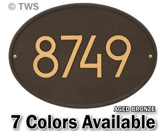 Oval Modern Personalized House Numbers Plaque - Cast Aluminum Solid Metal  - Display Your Home Number - Street Address