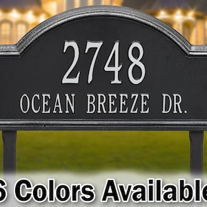 Lawn Metal Address Plaque - Large Personalized Cast Arch Plaque - 2 Lines - Display Your Address - Custom House Number Sign