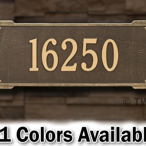 Estate Size Large Metal Rectangle Address Plaque - Personalized Cast Rectangular Plaque - Custom House Number - Cast In Solid Aluminum