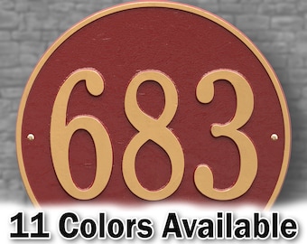 Large Round Address Plaque, Custom Cast Metal Sign, Home Marker, 15 Inch Number Plate, Personalized Outdoor House Wall Display