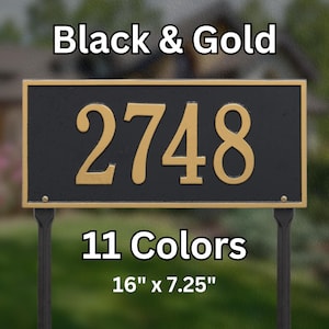 Rectangle Lawn Sign with Custom Text - Personalized Metal Cast Aluminum Sign with Your Street Address, House Number or Personalized Text