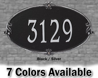 Oval Standard Monte Carlo Style House Address Plaque - Personalized Cast Arch Plaque - 1 Line - Custom House Number Sign - Aluminum Cast