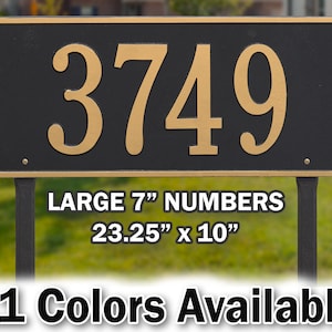 Lawn Mounted  Large Metal Rectangle Address Plaque - Personalized Cast Rectangular Plaque - Custom House Number Cast In Solid Aluminum