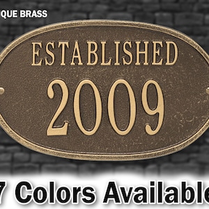 Year Established Wedding or Anniversary Personalized Metal Plaque - Circa Sign - Year Founded - Custom Home Year Built Sign
