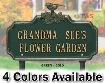 Personalized Cast Aluminum Metal Yard Lawn Plaque - Chickadee Ivy Sign - Garden Plaque - Address Sign