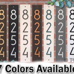 Vertical Modern Personalized 4 House Numbers Plaque - Cast Aluminum Solid Metal  - Display Your Home Number - Street Address