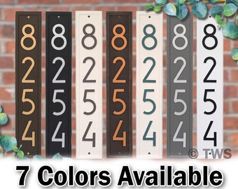 Vertical Modern Personalized 4 House Numbers Plaque - Cast Aluminum Solid Metal  - Display Your Home Number - Street Address