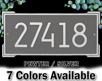 Rectangle Modern Personalized House Numbers Plaque - Cast Aluminum Solid Metal  - Display Your Home Number Street Address - Decorative Edge