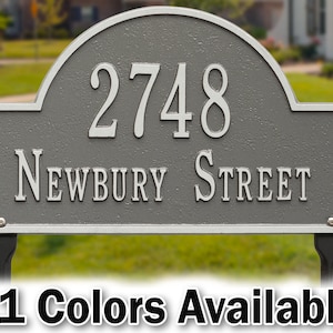 Large Lawn Address Sign - Estate Sign Personalized Metal Cast Aluminum Arch Sign with Your Address and Street Name. House Number Custom Sign
