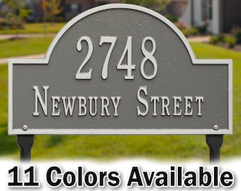 Large Lawn Address Sign - Estate Sign Personalized Metal Cast Aluminum Arch Sign with Your Address and Street Name. House Number Custom Sign