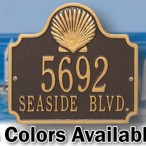 Personalized Conch Cast Aluminum Solid Metal Arch Plaque - Display Your Address Number and Street Name in front of your beach house