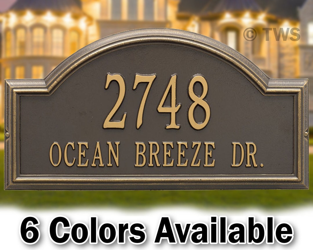 House Address Sign Plaque - Large Personalized Cast Arch Plaque - 2 ...