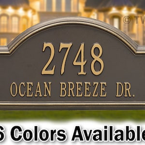 House Address Sign Plaque - Large Personalized Cast Arch Plaque - 2 Lines - Display Your Address - Custom House Number Sign