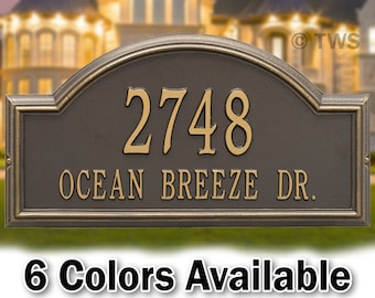 House Address Sign Plaque - Large Personalized Cast Arch Plaque - 2 Lines - Display Your Address - Custom House Number Sign