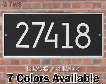 Rectangle Modern Personalized House Numbers Plaque - Cast Aluminum Solid Metal  - Display Your Home Number - Street Address