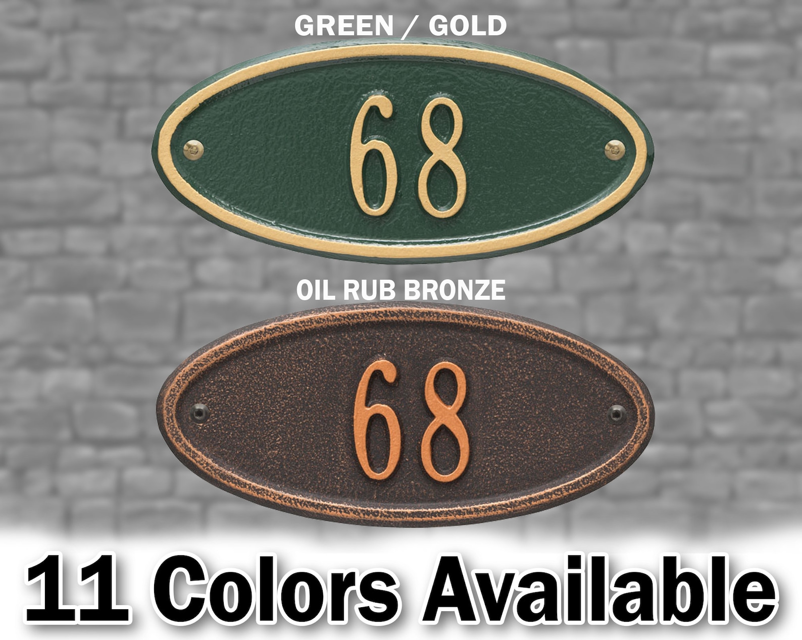 Oval House Number Sign Personalized Metal Cast Aluminum Sign Etsy UK