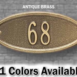 Oval House Number sign - Personalized Metal Cast Aluminum Sign with Your Street Address. House Number