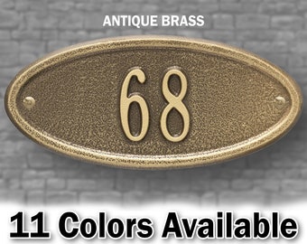 Oval House Number sign - Personalized Metal Cast Aluminum Sign with Your Street Address. House Number