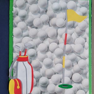 Gepersonaliseerde golfverjaardagskaart voor hem, aangepaste naam en bericht, omslag golfshot met tas en vlag erin, gratis verzending bij aankoop van 35