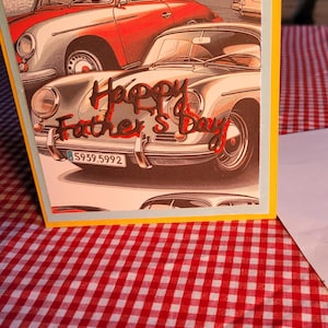 Papas Porsche Geburtstagskarte, Personalisieren, Anpassen, klassischer Porsche, handgemacht, KOSTENLOSER VERSAND, kostenloses 4 x 6 Foto von Porsche bei Road Atl,