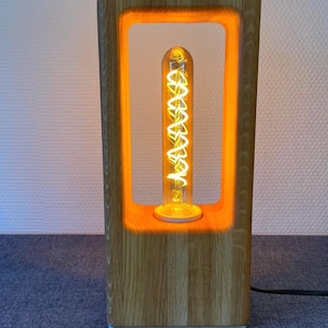LED table lamp made of oak wood