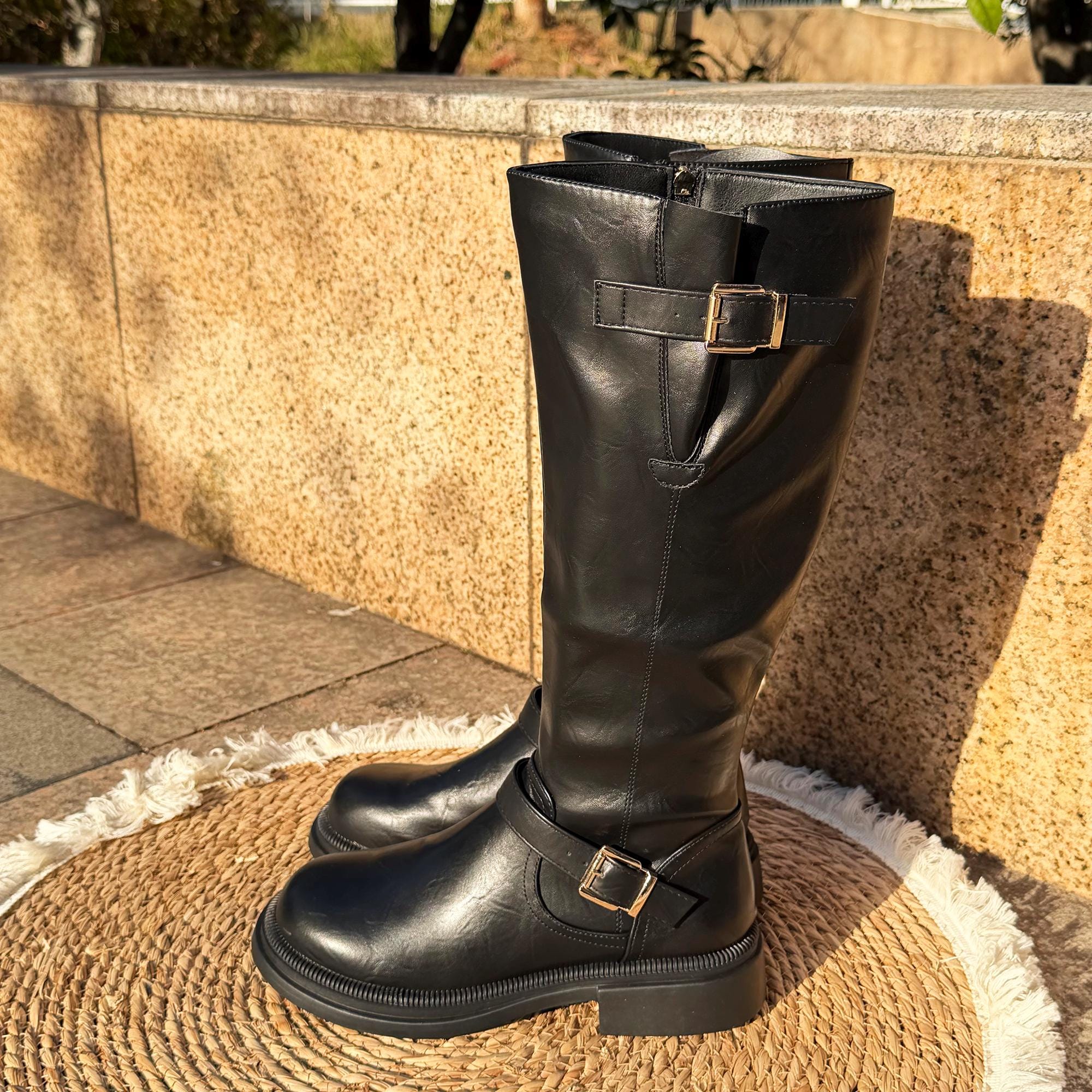 Bottes D'équitation Vintage Finlande - Femmes - Caoutchouc Noir - Taille 41 (US 9)