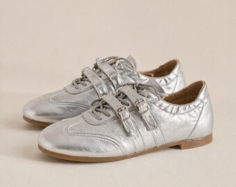 Women Leather Sneakers, Vintage Casual Shoes, Handmade Style Flats, Soft Comfortable Walking Shoes, Gift for Her, Minimalist Everyday Shoes