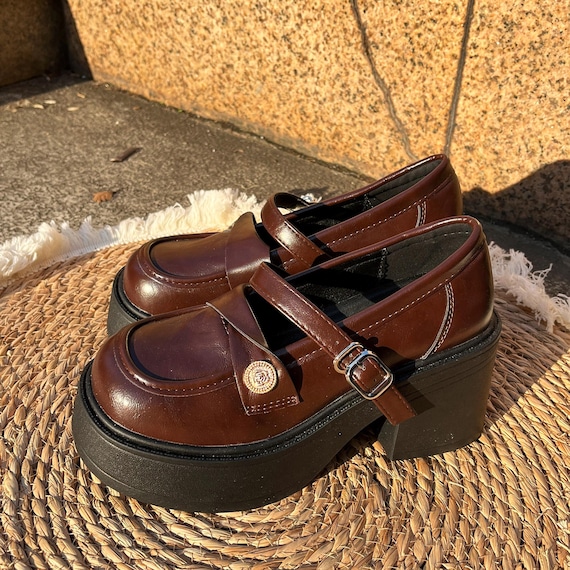 Chunky Platform Mary Jane Loafers for Women | 5.5cm Thick Sole Vintage  Shoes | Gothic Lolita Chunky Heels | Adjustable Strap Dress Shoes
