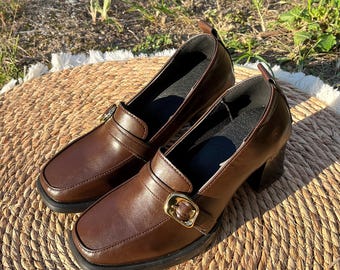 Vintage Oxford Mary Jane Loafers Women – Chunky Heels Platform Shoes–Square Toe JK School Uniform Shoes – Retro British Style | Gift for Her