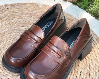 Handgemaakte zwarte en bruine damesloafers, plateauzolen, Mary Jane vierkante neus, comfortabele inlegzolen, comfortabel cadeau: een cadeau voor haar