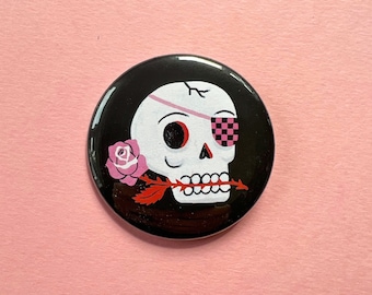 Pin badge Creepy Cuties Sugar Rose Skull (2 1/4 Inch)