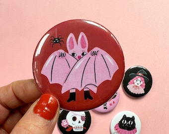 Halloween Creepy Cuties Pinky Tuscadero  Bat Pin badge 2 1/4 Inch