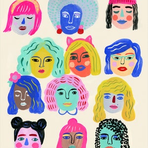 Art Print, Wall art, Diversity, feminist, Together We Are Strong art print by Sarah Walsh image 1