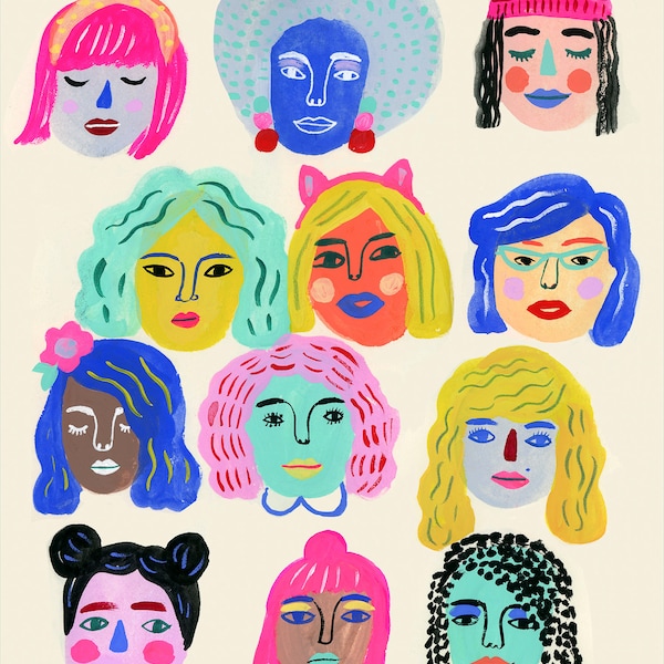 Art Print, Wall art,  Diversity, feminist, Together We Are Strong art print by Sarah Walsh