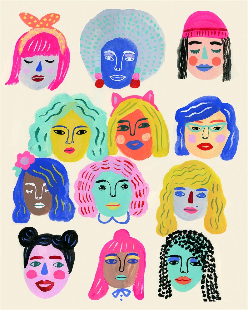 Art Print, Wall art, Diversity, feminist, Together We Are Strong art print by Sarah Walsh image 1