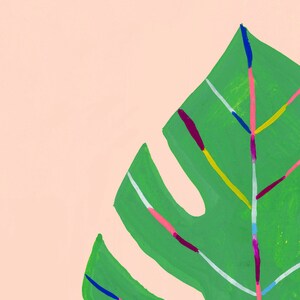 Art Print, Wall art, Color Is Life/Monstera PINK leaf by Sarah Walsh image 2