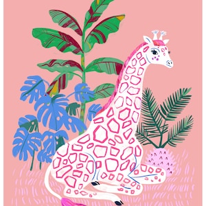 Art Print, Wall art,  Strawberry Cream Giraffe by Sarah Walsh