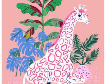 Art Print, Wall art,  Strawberry Cream Giraffe by Sarah Walsh
