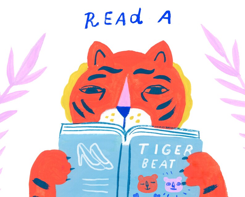 Creatures of Healthy Habits Tiger Reading Book by Sarah Walsh Etsy