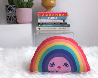 Small Rainbow Pink Cotton Candy Decorative Pillow